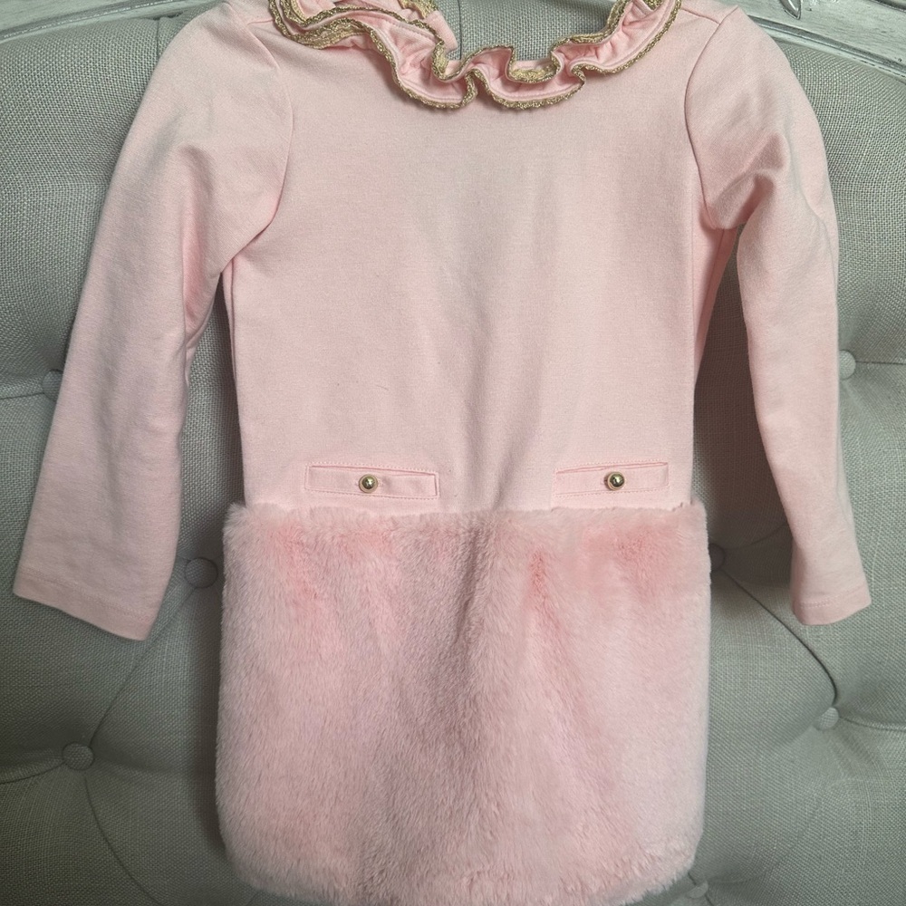 Janie and Jack Pink Dress with Gold Accents